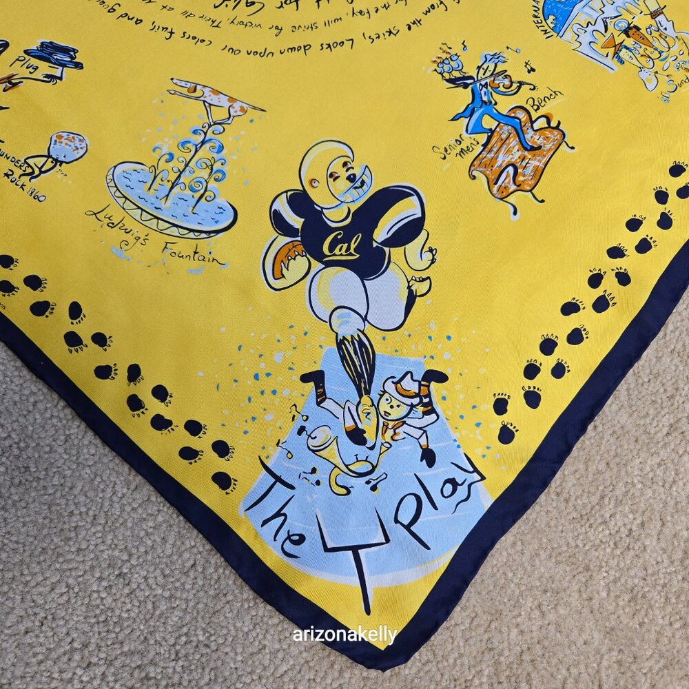 RARE UC Berkeley 100% Silk Scarf Hand-Rolled Aksesaré 2004 Collectible - Picture 6 of 12
